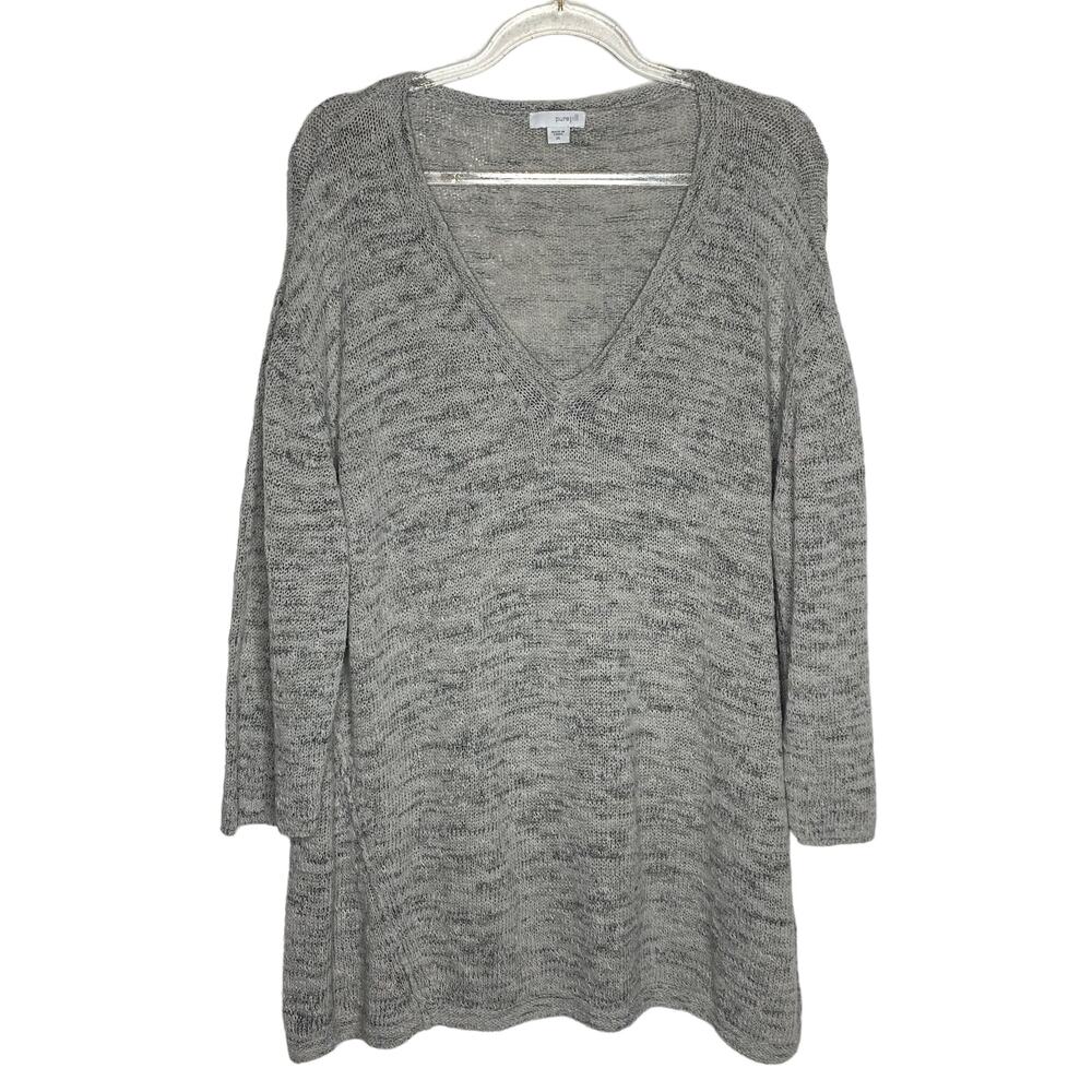 J Jill Pure Jill Womens Size XL Gray‎ Tunic Sweater 3/4 Sleeves Cotton V Neck
